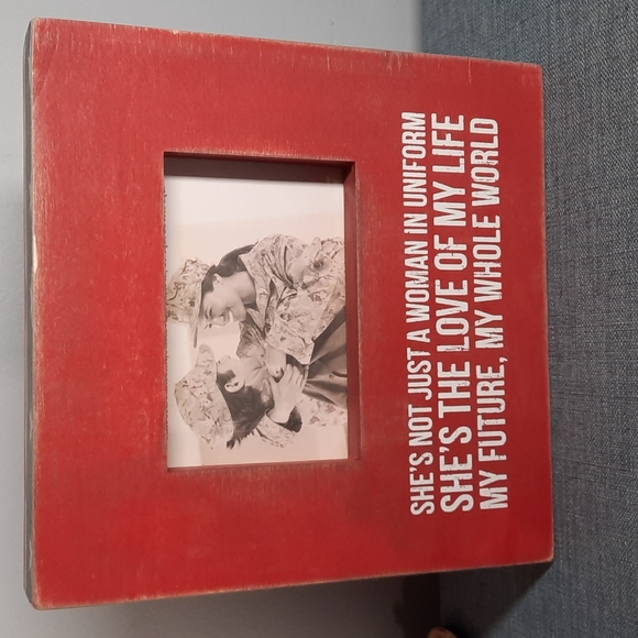 Wood Patriotic Frame Heart Ornament Kitchen Dish Towel Set American USA Military - Picture 4 of 13